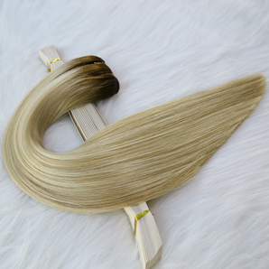 Luxstrnd Chocolate Brown/Platinum Blonde Highlights Ombre Virgin Human Hair Machine Weft Hair Extensions (100g)