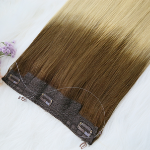 Luxstrnd Chocolate Brown/Dirty Blonde Ombre Virgin Human Hair Halo Hair Extensions (100g)