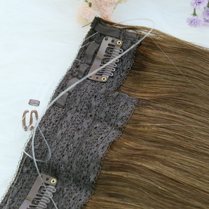 Luxstrnd Chocolate Brown/Dirty Blonde Ombre Virgin Human Hair Halo Hair Extensions (100g)
