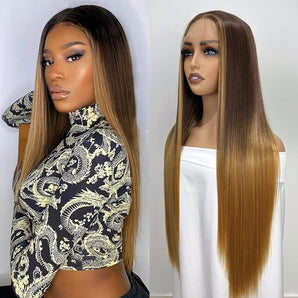 Lace Front Wigs T part 9583 30 Inch Long Straight   Luxstrnd Wig