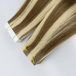 Luxstrnd P#4/18 Piano Chocolate Brown/Dirty Blonde Virgin Injection Tape In Hair Extensions (100g)