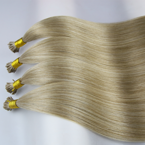 Luxstrnd M#8/1001 Ash Brown/Platinum Blonde Virgin Pre-Bonded I Tip Hair Extensions Soft Rubber (100g)