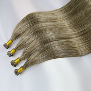 Luxstrnd M#4/613 Chocolate Brown/Beach Blonde Virgin Pre-Bonded I Tip Hair Extensions Soft Rubber (100g)