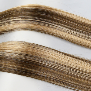 Luxstrnd P#4/27 Piano Chocolate Brown/Strawberry Blonde Virgin Pre-Bonded Keratin Tip Hair Extensions (100g)