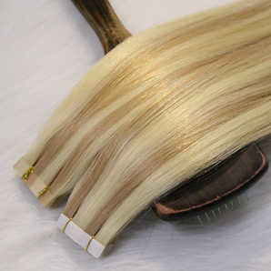 Luxstrnd P#27/613 Strawberry Blonde/Beach Blonde Piano Virgin Regular Tape In Hair Extensions (100g)