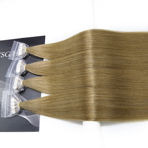Luxstrnd #8 Ash Brown Virgin Regular Tape In Hair Extensions (100g)