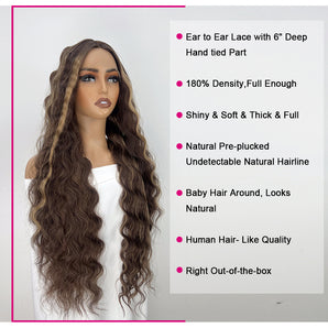 Curly Synthetic Wig T part 9336 32 Inch Long Deep Wave Luxstrnd Wig